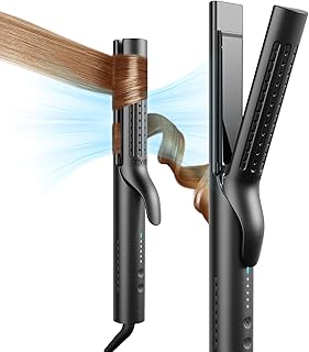 TYMO Airflow Planchas del Pelo - Plancha Alisadora Rizos y Alisado 2 en 1, Alisador y Rizador Iónico para Alisar Rápido u Ondas Naturales con Aire 360°, 32mm Plancha para Rizos Grandes, Negro