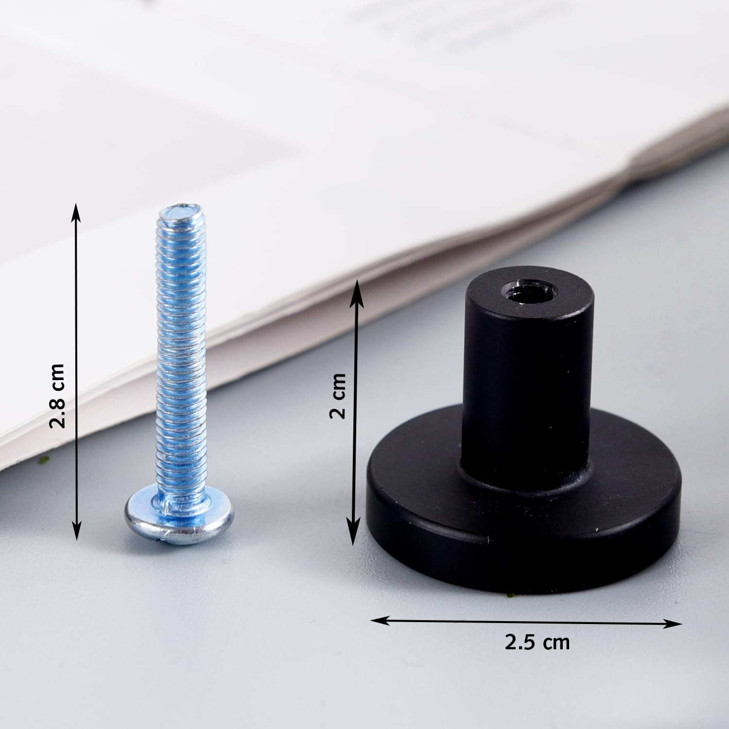 DILUSILK Black Round Cabinet Knobs, 4 Pack, 25mm (Diameter) x 20mm (Height), Aluminum Alloy & Stainless Steel, Modern Style - Image 4