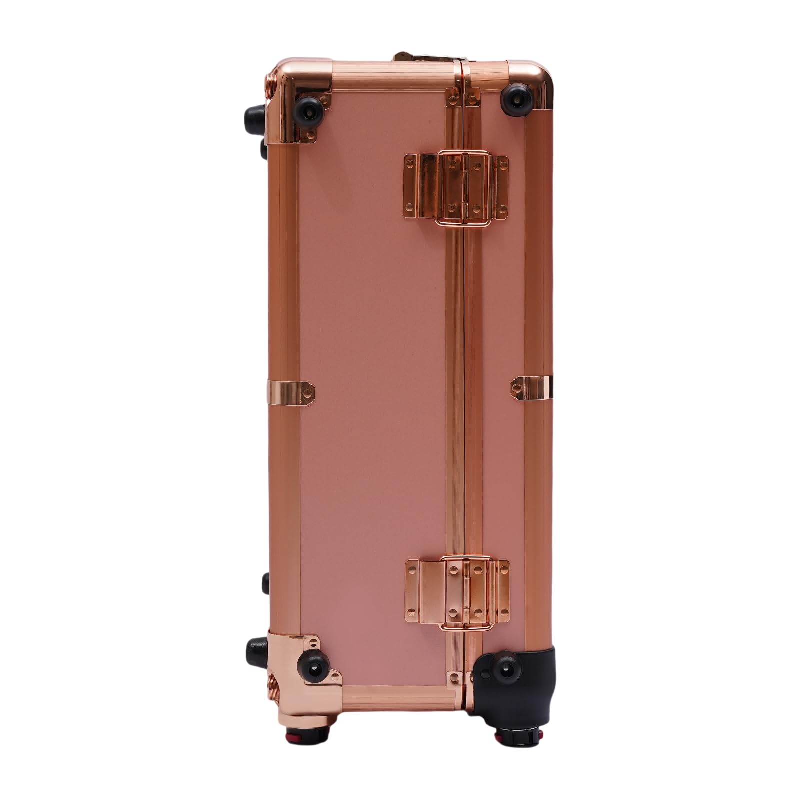 Kosmetikkoffer Trolley mit Spiegel und Licht Mobile Schminkstation Tisch, Einstellbare Höhe und Helligkeit,Alu Friseurkoffer mit Rollen Make up Koffer Beauty Case Nageltisch (Rose Gold)
