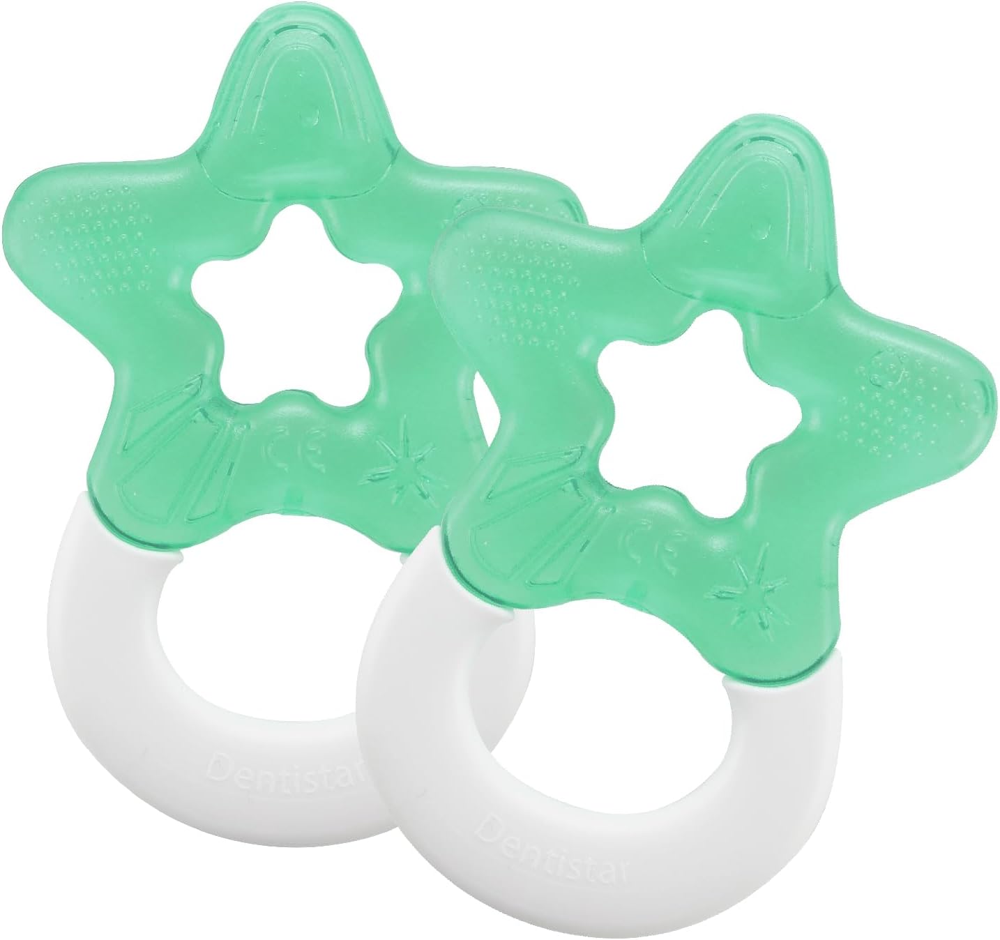 Cooling Teether in a Set of 2 – Cooling Biting Star Filled with Water - Teething aid for Babies from 3 Months - Made in Germany - Yellow