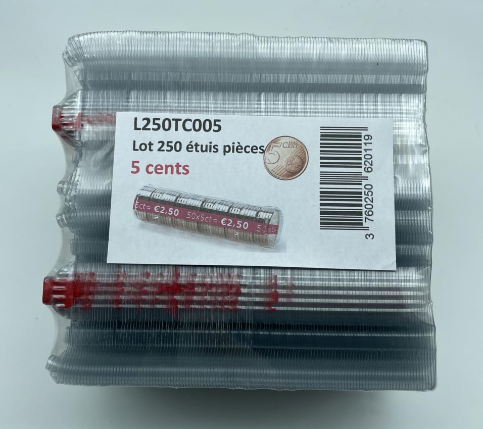 Étuis Monnaie Monetique 0,50€ - Lot De 250 Rouleaux Réutilisables