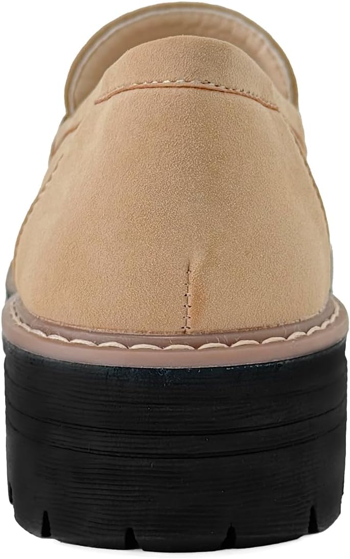 Bandkos Womens Platform Penny Loafer Slip On-Suede Chunky Dress Loafers Casual Business Oxford for Work - Image 5