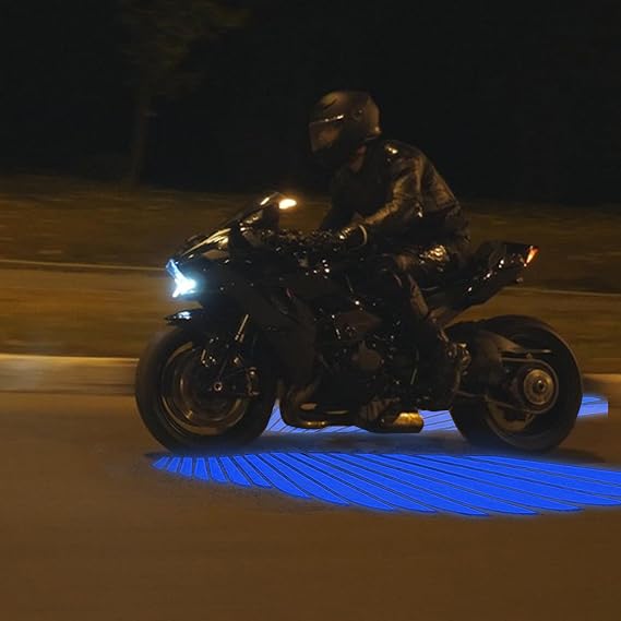 Motorcycle Logo LED Light, Angel-Wings Motorcycle Projection Light Universal Motorcycle Shadow Light Accessories for Moto Scooter Electric Vehicle Har-ley Davi-dson Gift for Moto Lovers (Blue)