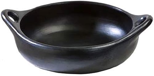 Auténtica Cazuela La Chamba con asas, elegante cazuela redonda de arcilla negra totalmente natural para estofar, hornear, asar y servir, apta para