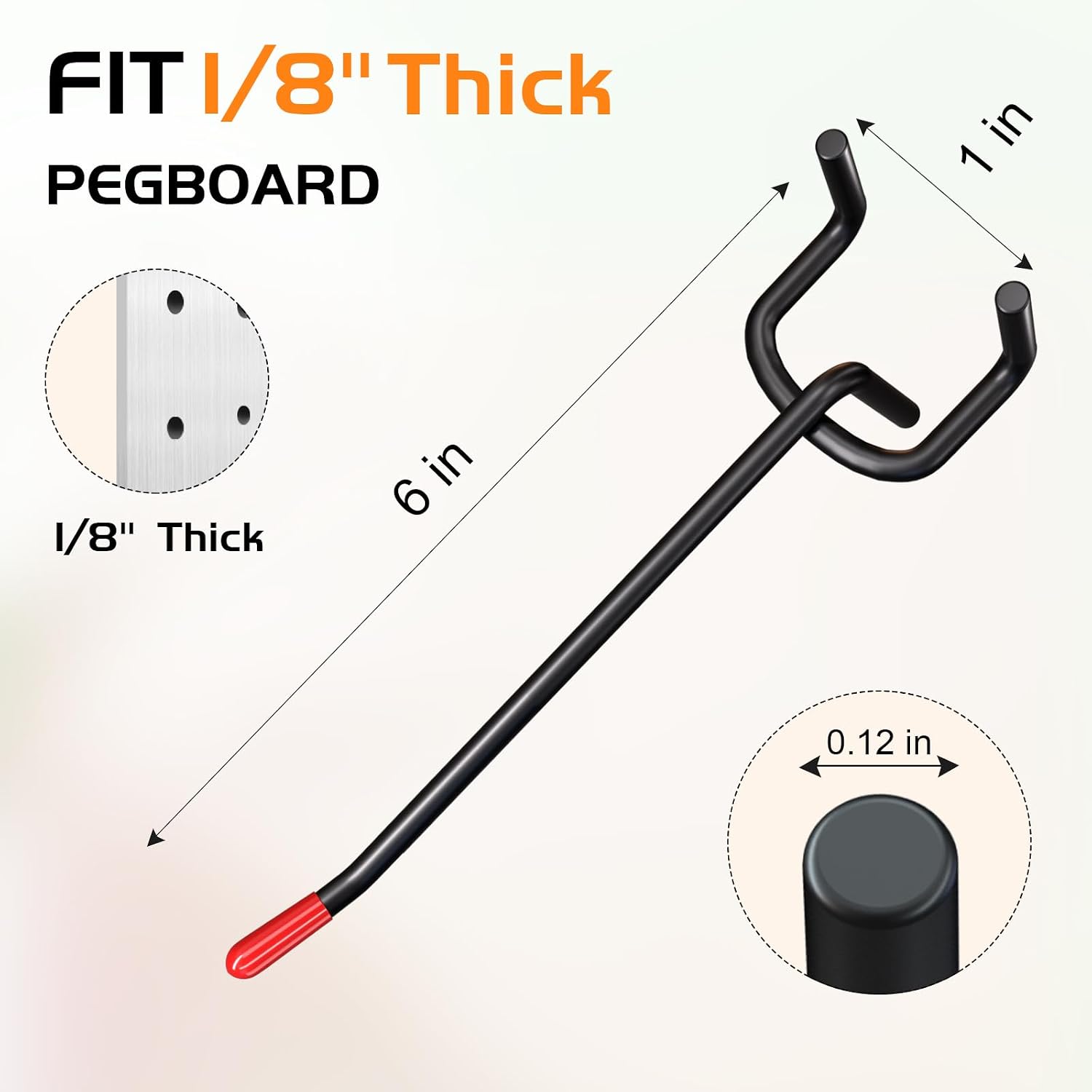 Pegboard Hooks for Hanging - Peg Board Organizer Accessories Fit New Metal Peg Board Storge Tool 6in 25Pcs image 5