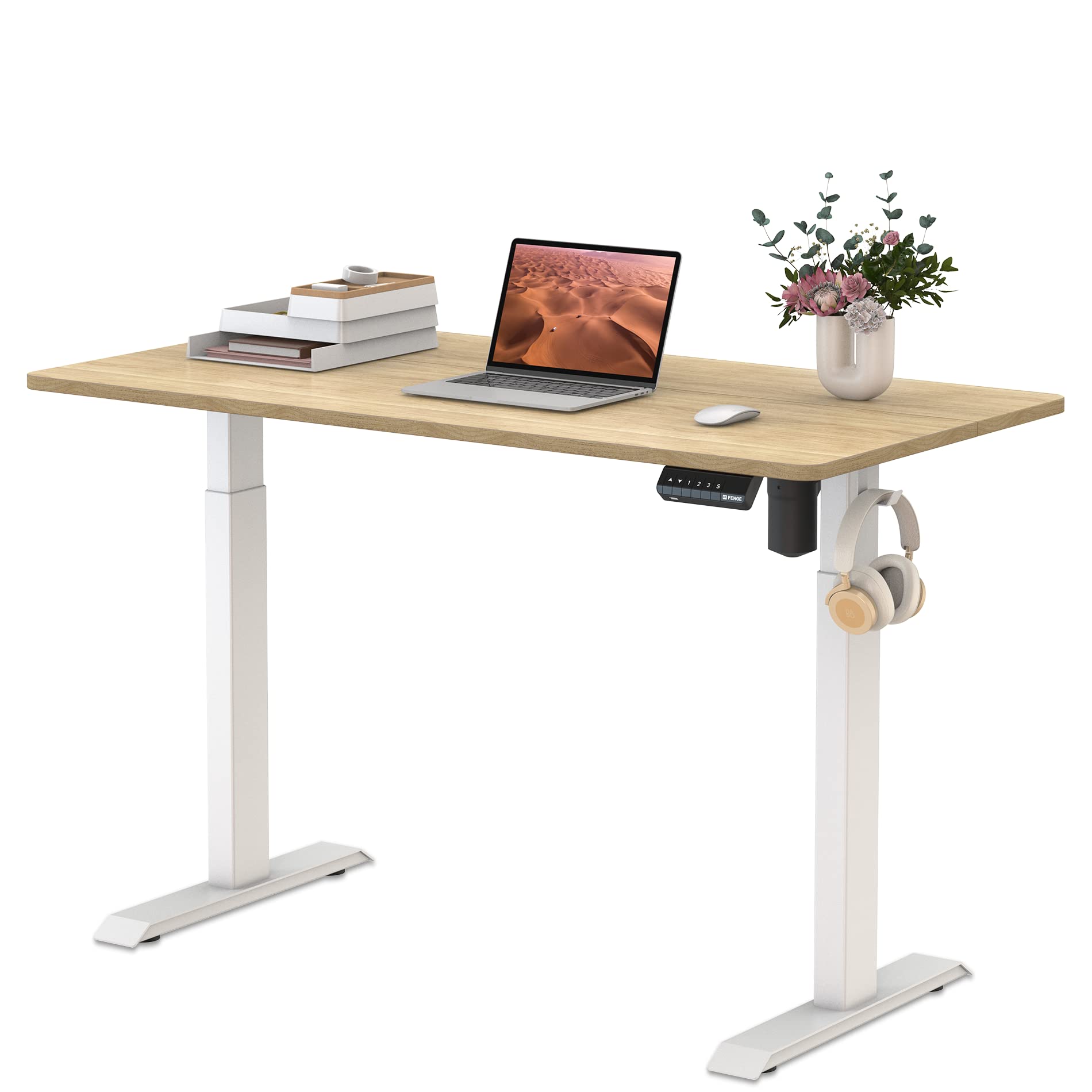 Amazon | Fenge 2代目 昇降式デスク電動 スタンディングデスク 幅120cm  