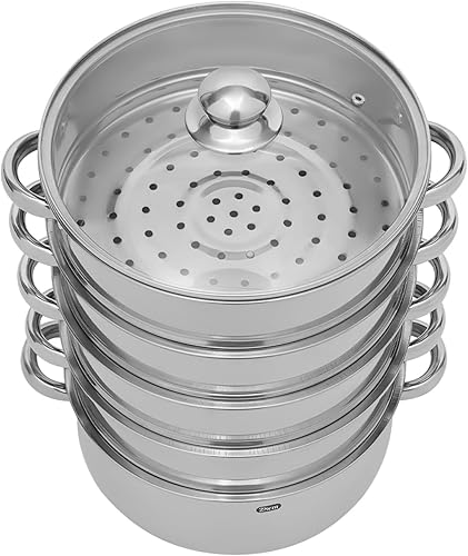 Miniatura 5 de Vaporizador de 5 niveles olla caliente de acero inoxidable para cocinar alimentos olla con tapa de vidrio para mariscos carne verduras cocina olla