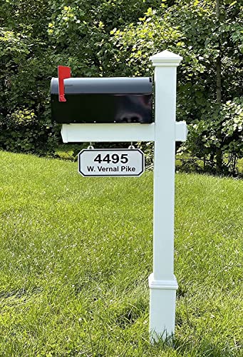4Ever Products The Saybrook Vinyl Mailbox Post System - Includes Black Steel Mailbox and Custom Street Address