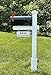4Ever Products The Fitzgerald Mailbox with Post Included, Hanging Blank Address Plate, Black Metal Mailbox with White Vinyl Post Combo Complete System