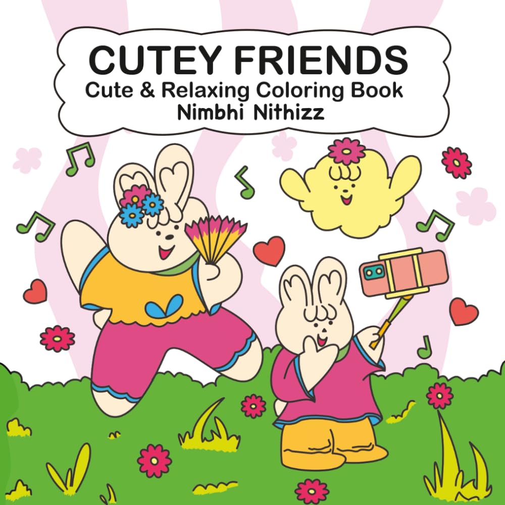 Cutey Friends: Cute & Relaxing Coloring Book