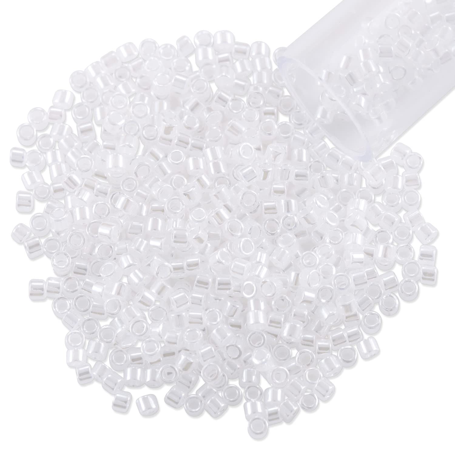 Miyuki Delica 11/0 Japanese Glass Seed Beads - White Pearl Luster (Tube Of 5.2g, ~1000 Beads) - View #9