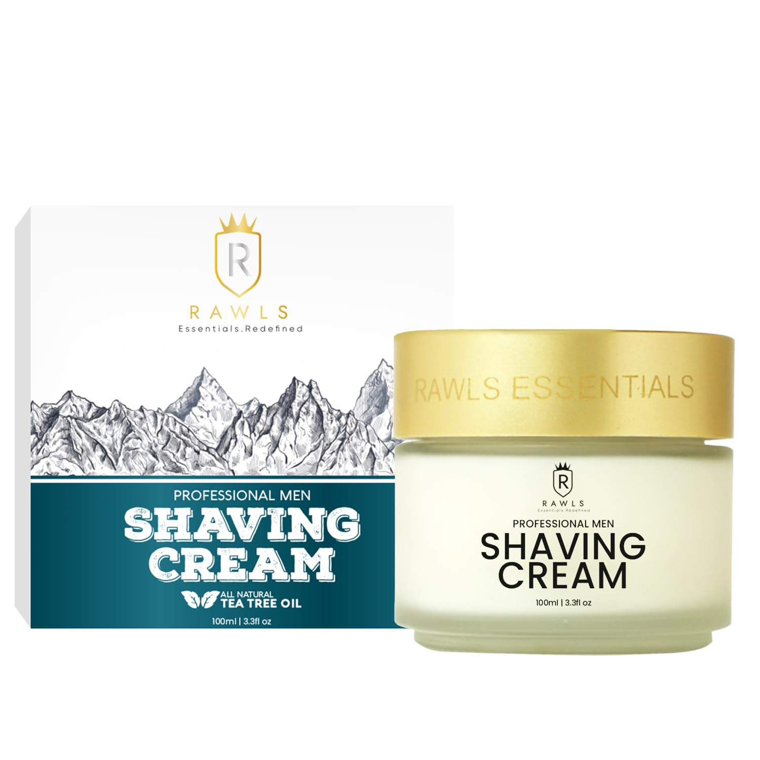 Shaving Cream for Men - Moisturizing with Tea Tree, Rosemary & Peppermint oil- Smooth Shave & Razor Burn Protection - 100ml - Ideal for Sensitive Skin - Rich Lather & Moisturizing Formula