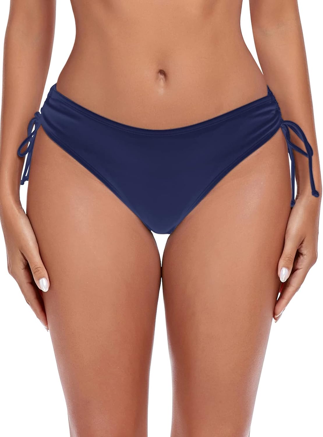 Colloyes Women's Drawstring Bikini Bottoms Full Coverage Low Waisted Swim Bottom - Image 2