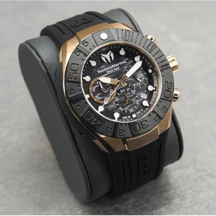 Technomarine Reef TM-523011 Men's Watch - Quartz Movement - Stainless Steel with Black Dial - 45 mm