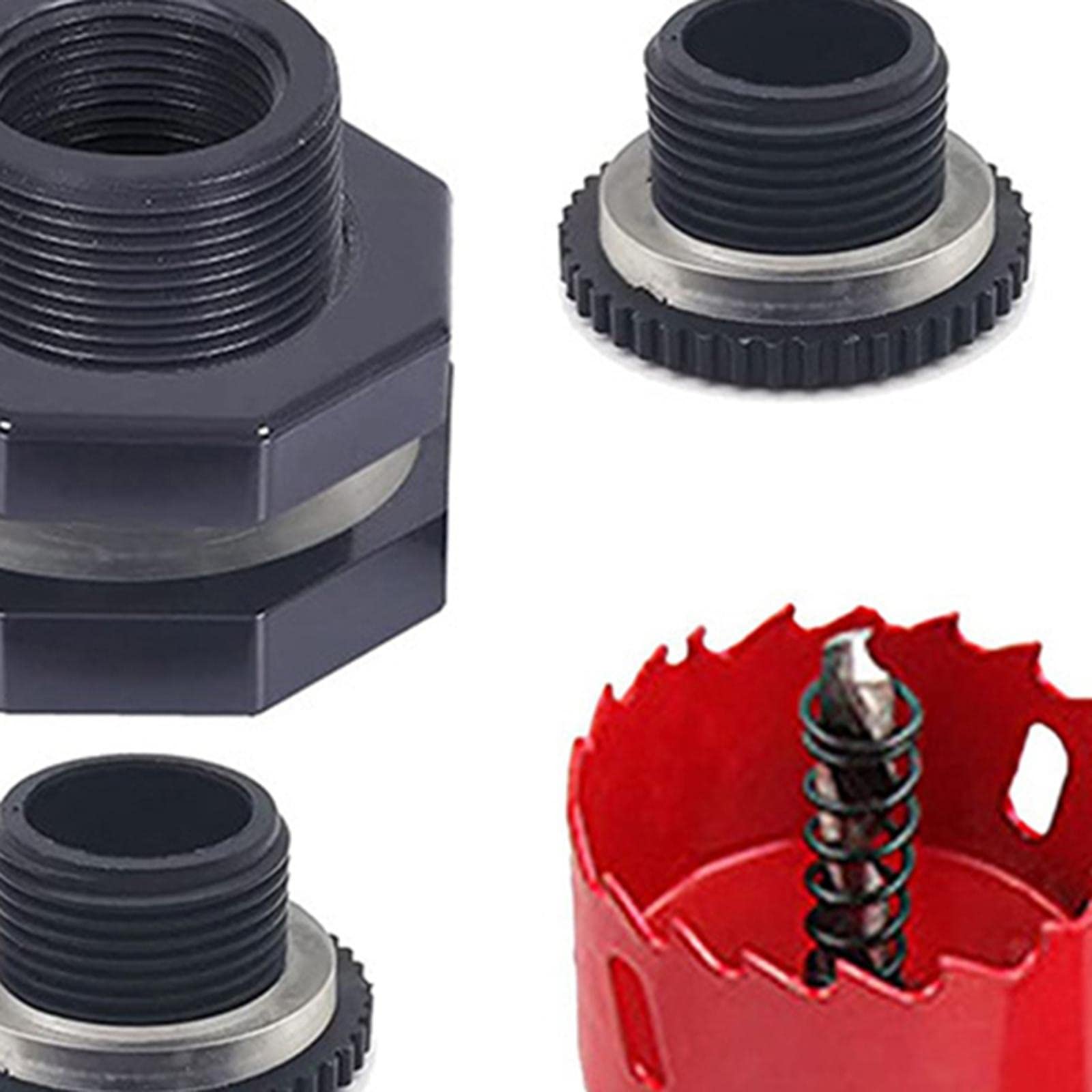 4 Piezas Adaptador de Conector de Tanque de Agua Granel Espita Kit Accesorio de Conector de Junta de Silicona para Jardines Estanques, 1 Pulgada
