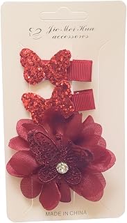 Daphane Hair Claw With Butterfly Design For Girls Set, 3 Pieces - Burgandy
