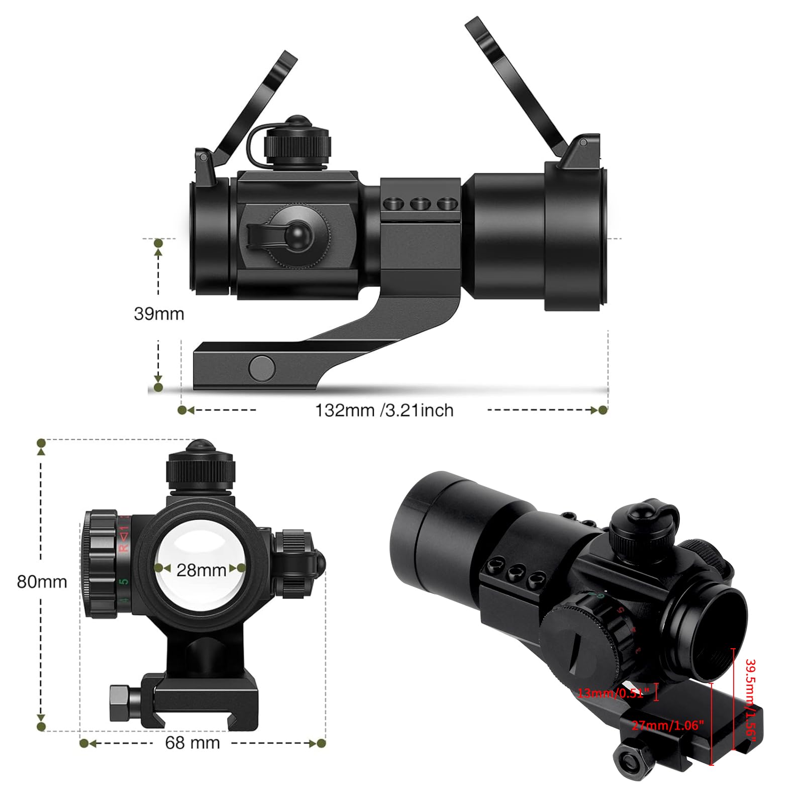 Amazon.co.jp: FOCUHUNTER 4MOA 1x32 ライフルスコープレッド