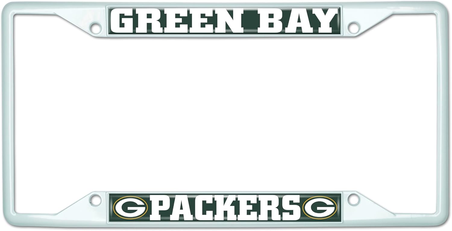 FANMATS 43472 NFL - Green Bay Packers License Plate Frame - White – Easy Installation on Truck, SUV, Car - Ideal Gift for Die Hard NFL Fan