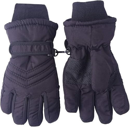 kimmyku Waterproof Snow Ski Driving Winter Gloves for Toddler Children Kids boy Girls Black Color 3-4-5-6-7-8 Years