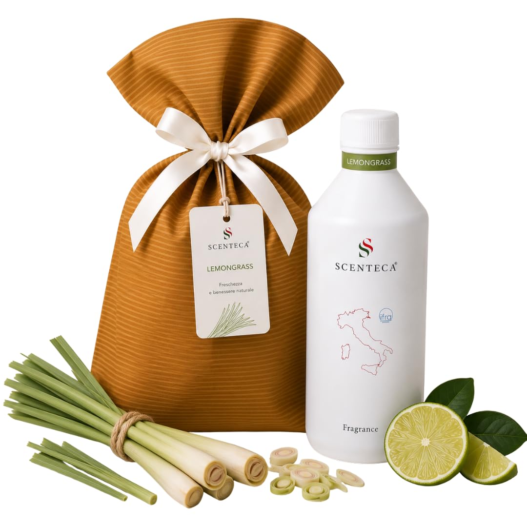 Wkład do dyfuzorów z rozpylaczem Lemongrass, naturalny i świeży zapach do domu i biura, orzeźwiający cytrusowy zapach, 500 ml