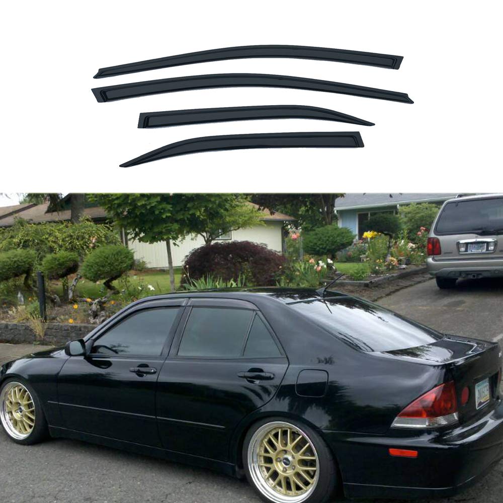 VIOJI4pcs Compatible with 2012-2014 Toyota Camry Front & Rear Driver & Passenger Smoke Sun Rain Guard Vent Shade Window Visors