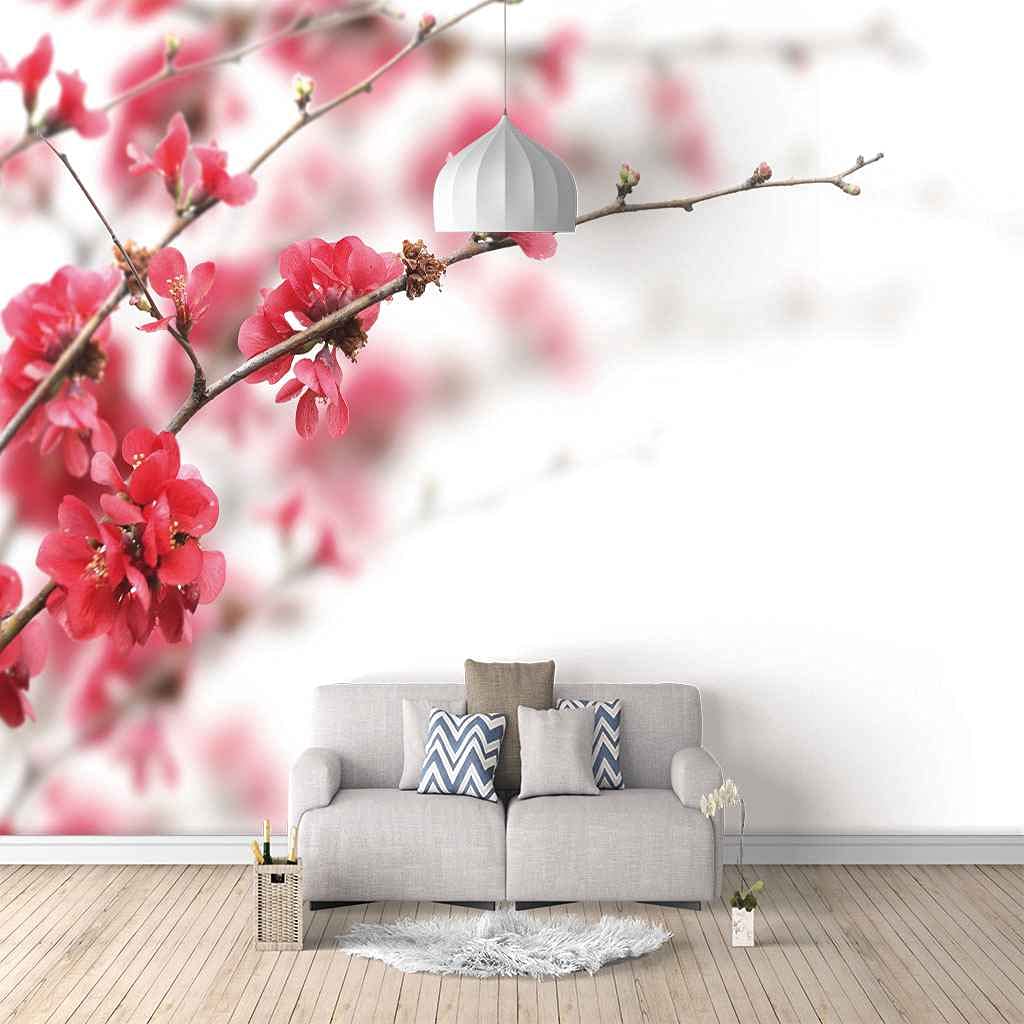 Papier peint fleurs rouges poster de qualité HD en toile canevas 350 cm