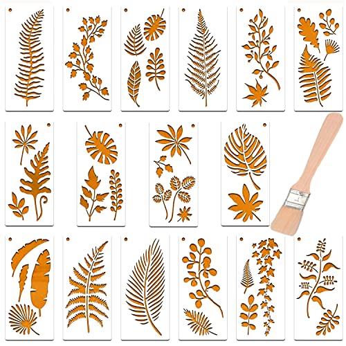 16 Pièces Réutilisables Pochoir Feuille, Motif Feuille Pochoir Peinture, Pochoir Feuille Tropicale, Matière Plastique, Pour Cartes Cadeaux DIY, Cadeaux De Noël, Scrapbooks, Murs Cover