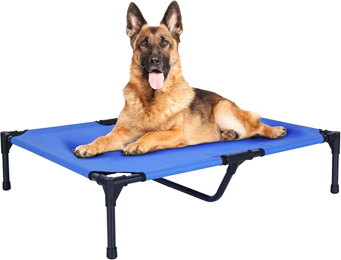 FIOCCO Elevated Dog Bed Dog Cot with Chew Proof Mesh for