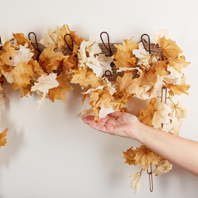 Miniatura 4 de Factory Direct Craft - Guirnalda de hojas de arce artificiales con toques de brillantina, decoración del hogar de otoño y Acción de Gracias para