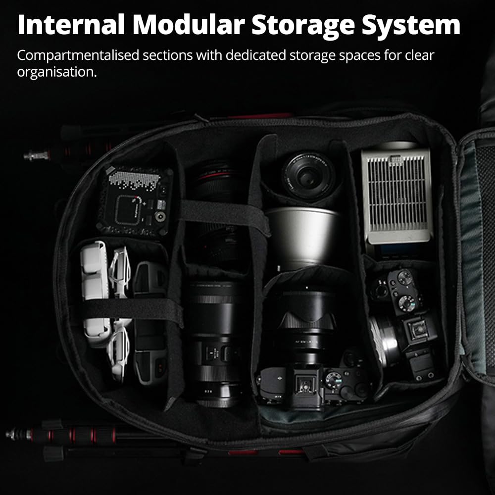 AMBITFUL Mochila grande para cámara DSLR/SLR sin espejo, ergonómica, suspendida, profesional, impermeable, con soporte para trípode y compartimento para laptop, color negro (25 L + 3 L, OM-28)