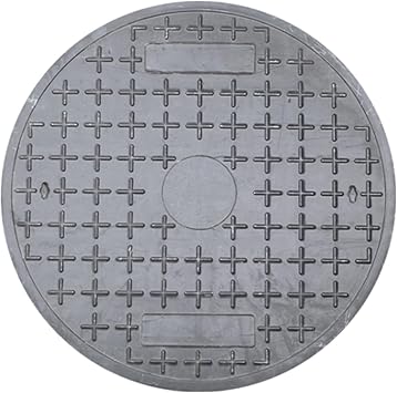 Round Manhole Cover and Frame, Grey FRP Solid Septic Tank Lid and Base, Reinforced Steel Sewer Cover, Round Sewage Basin Septic Tank Lid, for Yard,Pavement50cm/19.6in