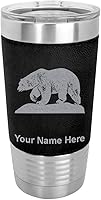 Vista 23 de LaserGram Vaso aislado al vacío de 20 onzas, oso polar, grabado personalizado incluido (piel sintética, gris)