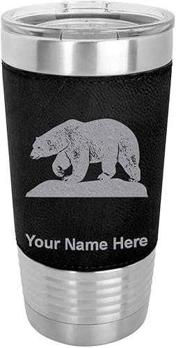 Miniatura 23 de LaserGram Vaso aislado al vacío de 20 onzas, oso polar, grabado personalizado incluido (piel sintética, gris)