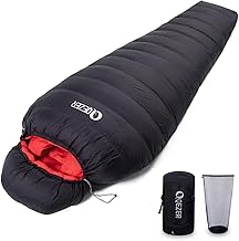 QEZER Daunenschlafsack,Warmer Leichter Winter Schlafsack 0°C bis -23°C für Erwachsener und Kind 4 Jahreszeiten Camping Out...