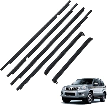 FZJDSD Car Quarter Door Belt Moulding Set Black Compatible with Toyota Land Cruiser Prado FJ LC120 GX470 2003-2009 Replace 7571160080 7571260080 7572160080 7572260080 7566060070 7567060070