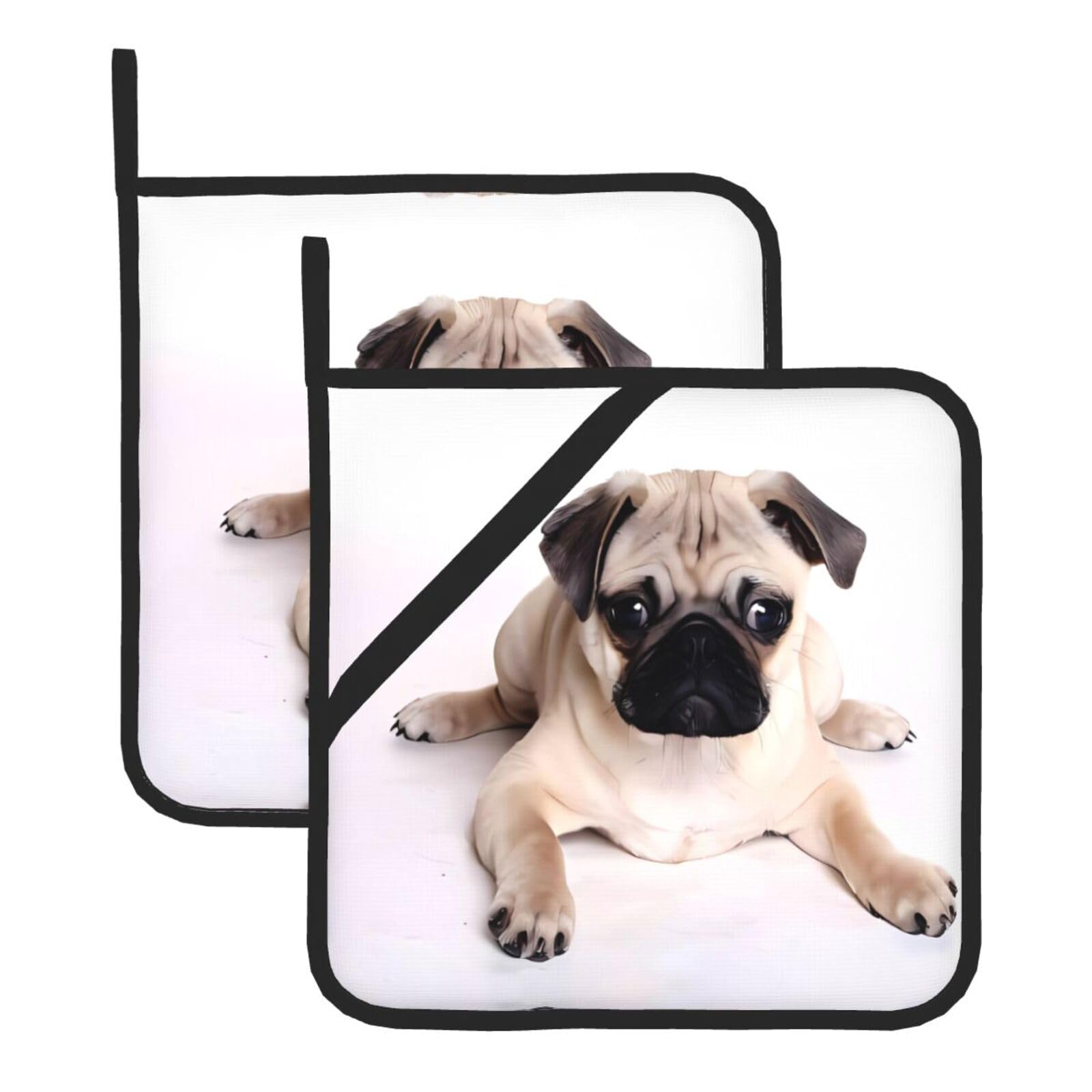 WHJSHOP Dog Prints Square Hot Pads for Kitchen Counter - Thick Heat Resistant Trivets for Microwave & Oven, BBQ Grilling Cover (2 Pack)