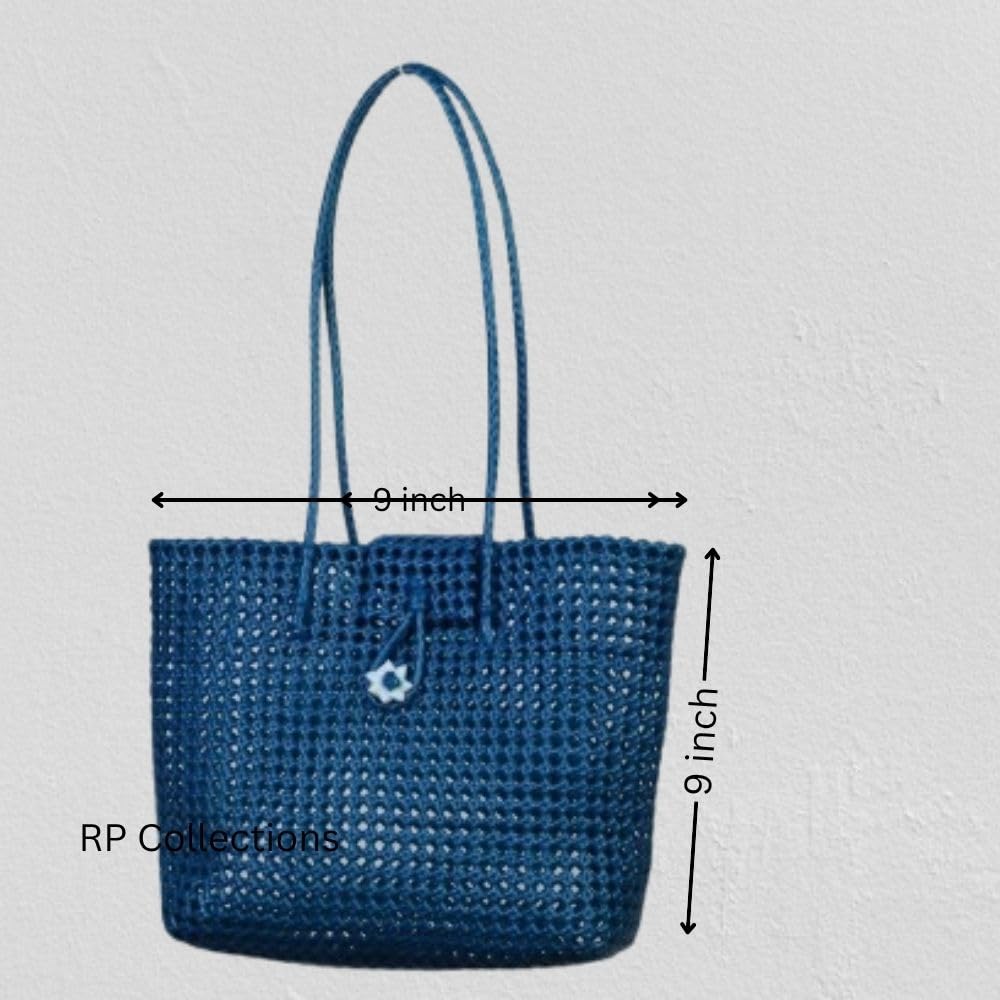 RP Collections - 100% Handmade Wire Koodai Bag – Rancom colours | Heavy-Duty Plastic Wire Shopping Basket with Handle | | Picnic & Home Organizer | 9 X 3.5 X 9 inch 2