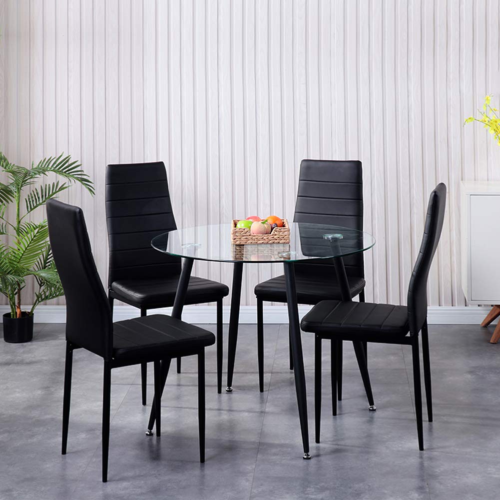 GOLDFAN Set tavolo da pranzo Eiffel con 4 sedie e tavolo rotondo