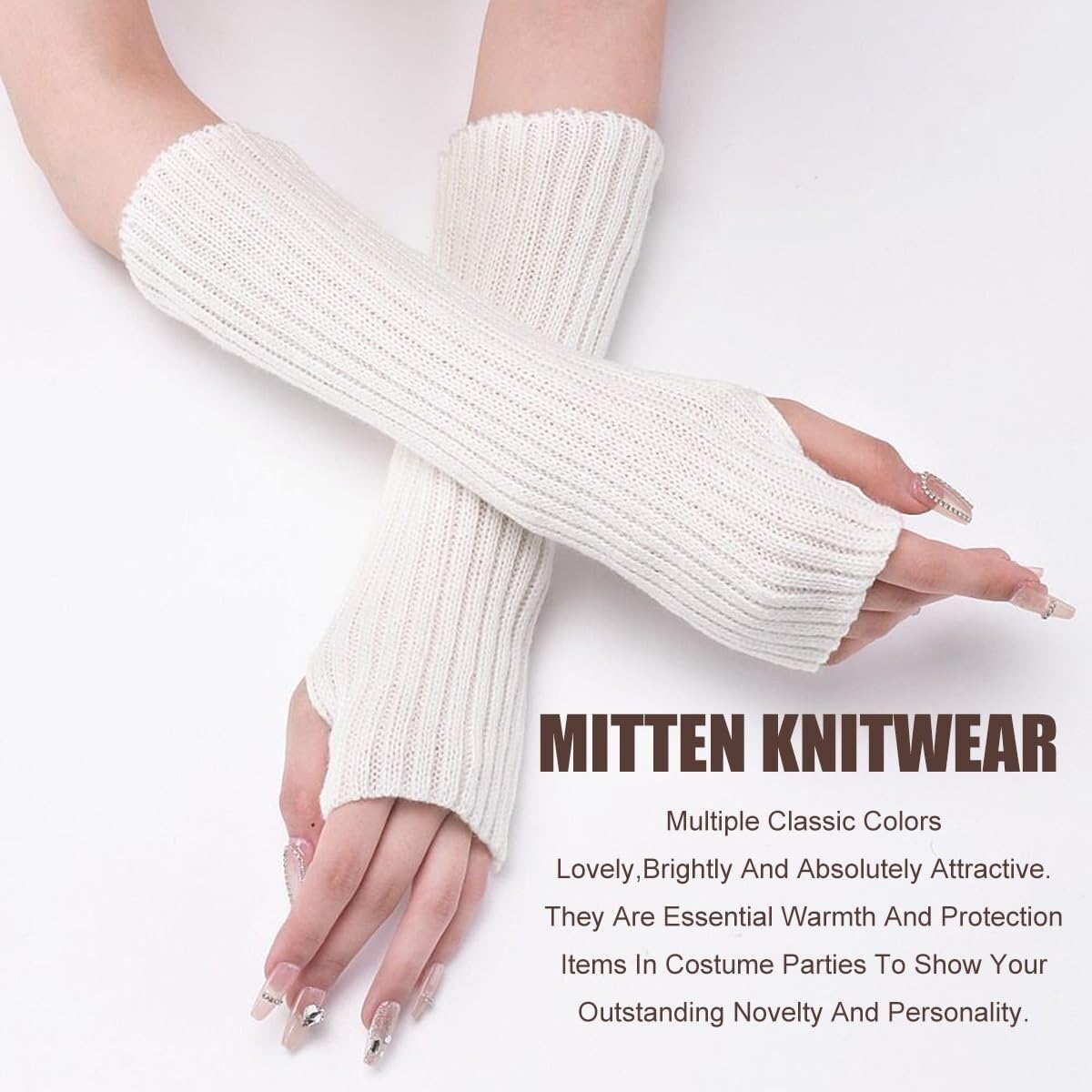 Guantes Viento Deportivos Guantes De Punto Sin Dedos Cálidos Invierno Ropa Con Agujero For El Pulgar Regalos De Invierno