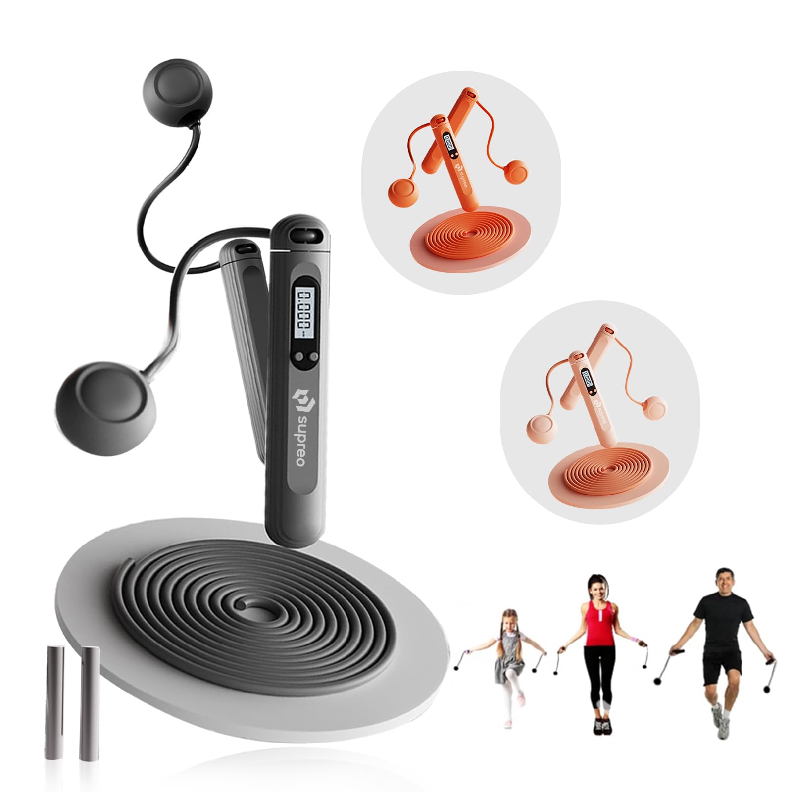 Corda de Pular 2 em 1 com Visor LED Com e Sem Fio para Treino em Qualquer Lugar, 4 Modos