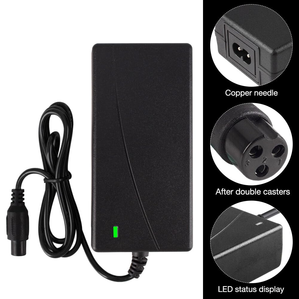 Chargeur Overboard 3 Broches Universel, Chargeur Hoverboard, Chargeur Overboard, 42V 2A Chargeur Trotinette Electrique, Chargeur Trottinette Électrique, Universel à Batterie au Lithium 36V