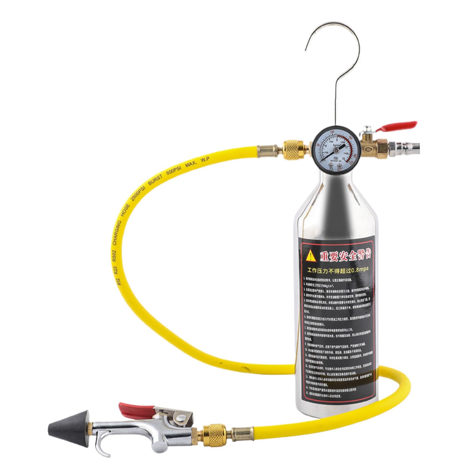 Kit Lavaggio Impianto Climatizzazione Set Tubi Flessibili Con Manometro Per | Strumento Per La Pulizia Dei Tubi 'Aria Condizionata Auto Per Vettura Veicolo Camper B