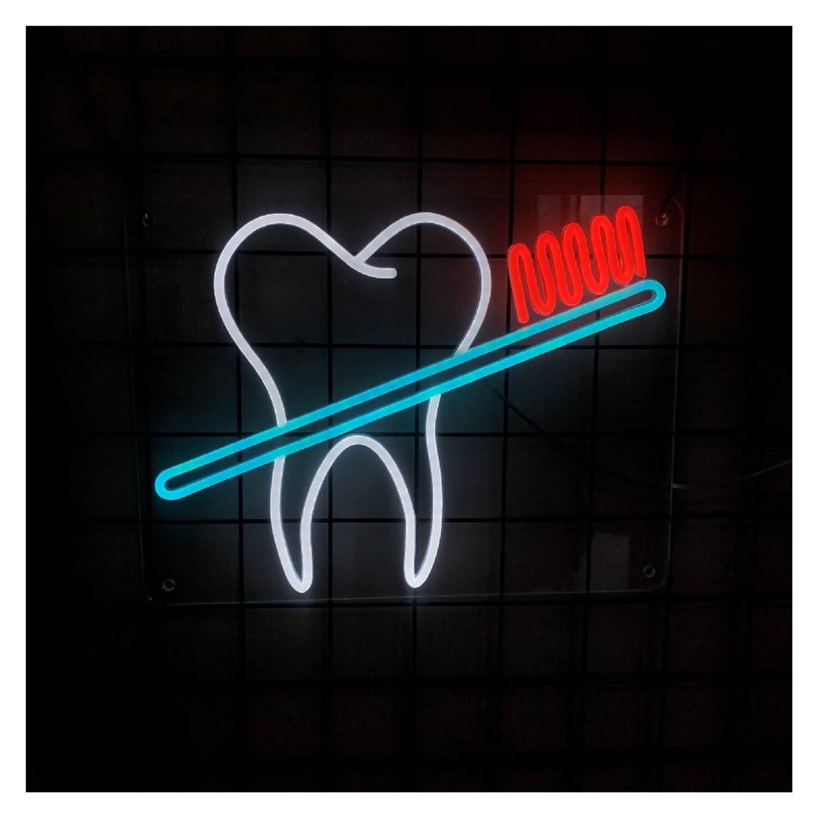 Insegna Luminosa a Forma di spazzolino da Denti, alimentata Tramite USB, luminosità Regolabile, Adatta per studi dentistici, 40 cm x 30 cm (C)