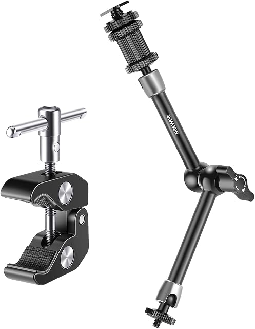 NEEWER Upgraded Super Clamp and 11" Adjustable Friction Power Articulating Magic Arm Compatible with SmallRig Camera Cage/Rig, Further Expansion for Monitor/LED Light/Webcam, Max Load 4.4lb/2kg, ST20