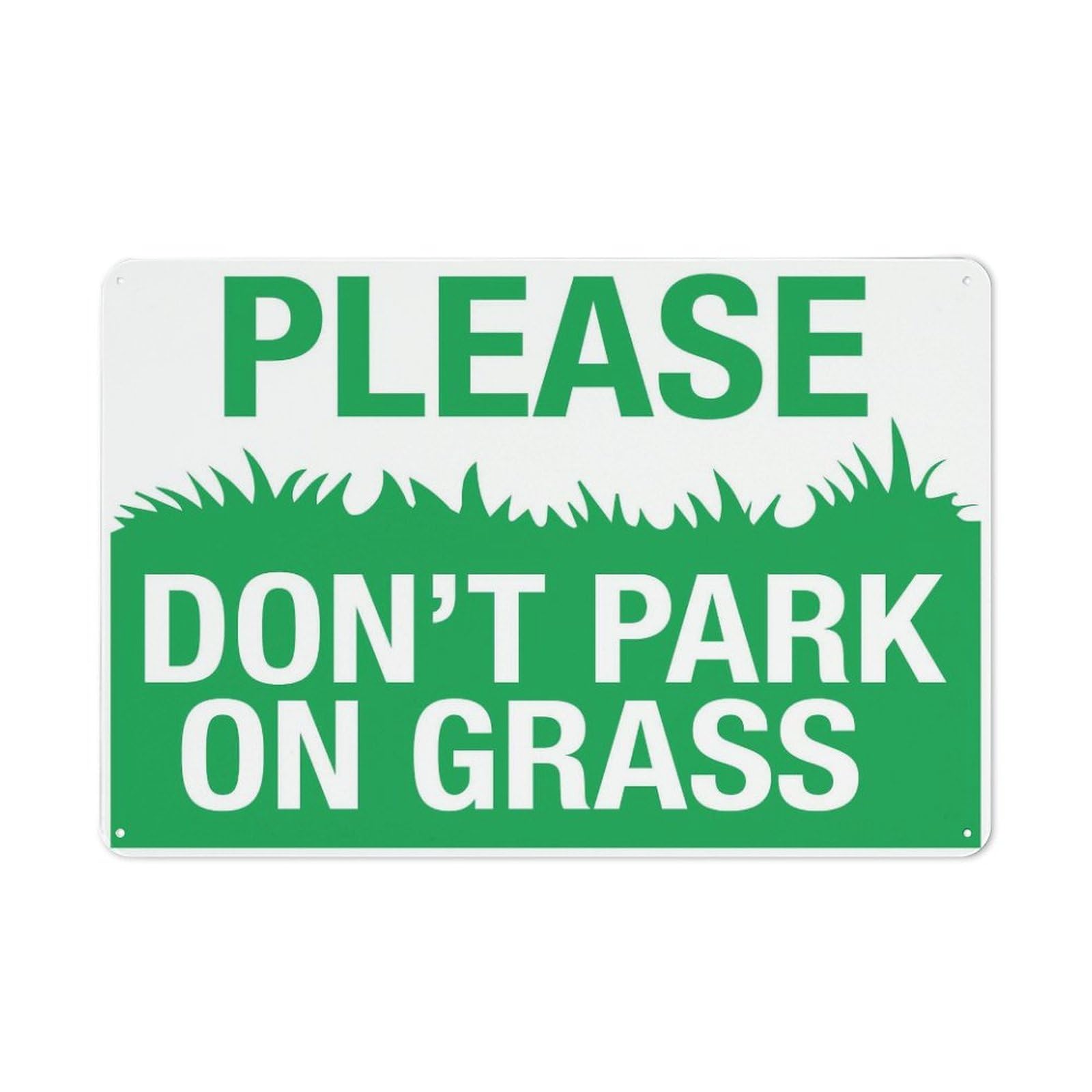 Xewazd A2024 Street Sign Please Don't Park On Grass Rust-Resistant 8"X12" Aluminum Sign - Clear Printing, Easy To Mount
