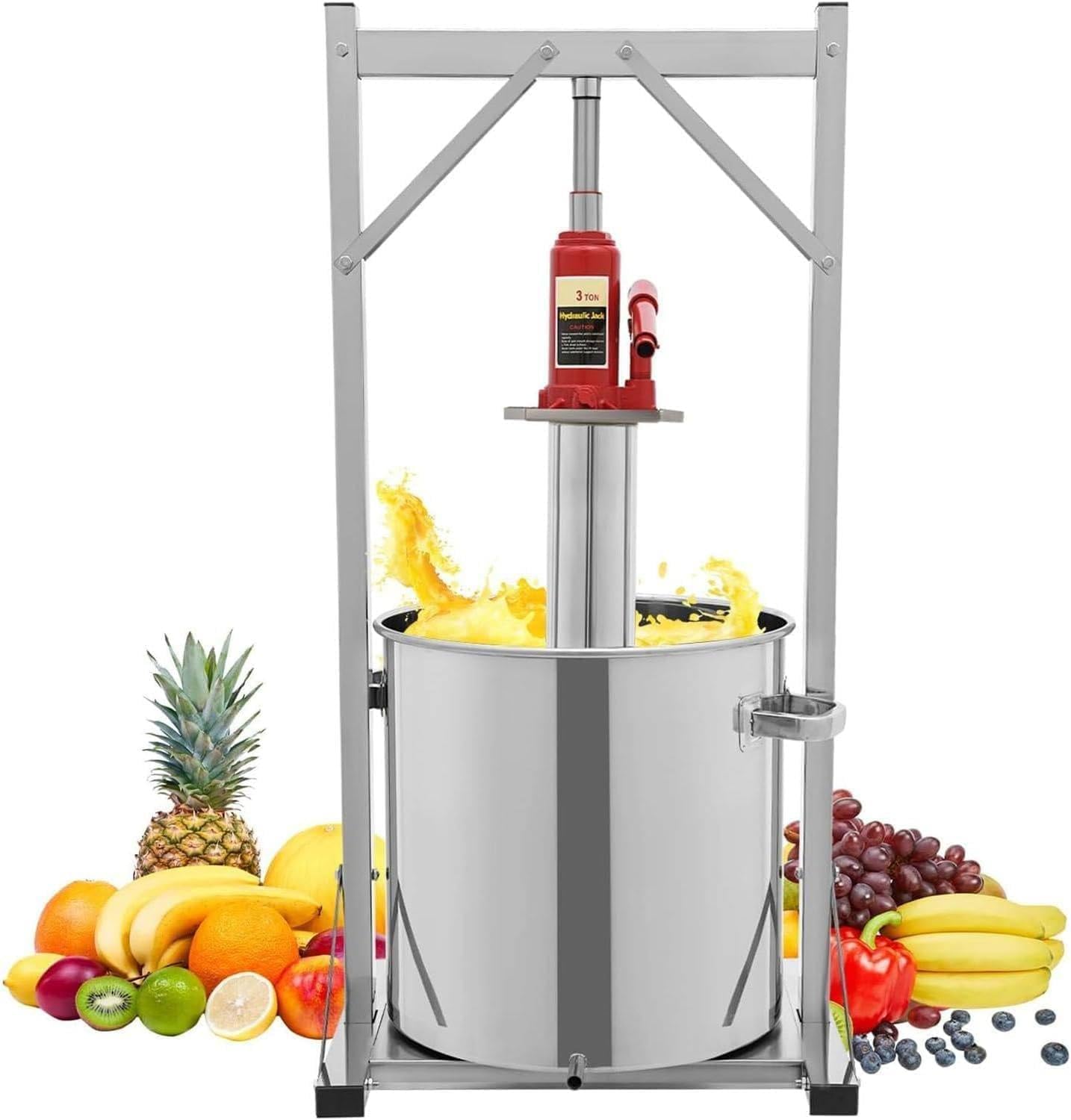 Hydrauliczna prasa do wina owocowego, 12 l, 22 l, 36 l, ręczna wyciskarka do soków z podnośnikiem i tacą ze stali nierdzewnej, do cydru winogronowego, sera, ziół, 36 l