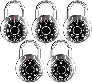 FIGODE® Locker Lock, 2 in. Combination Lock, Keyless Padlock for Gym and School Lockers, Black Dial Lock, 5 Pack