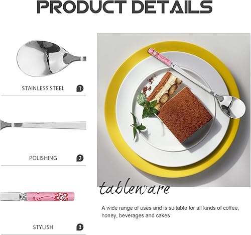 Miniatura 9 de BESPORTBLE 5 cucharas de metal para postre para helados, helados, café, espresso, cucharas agitadoras seguras y cómodas de sostener para ocasiones