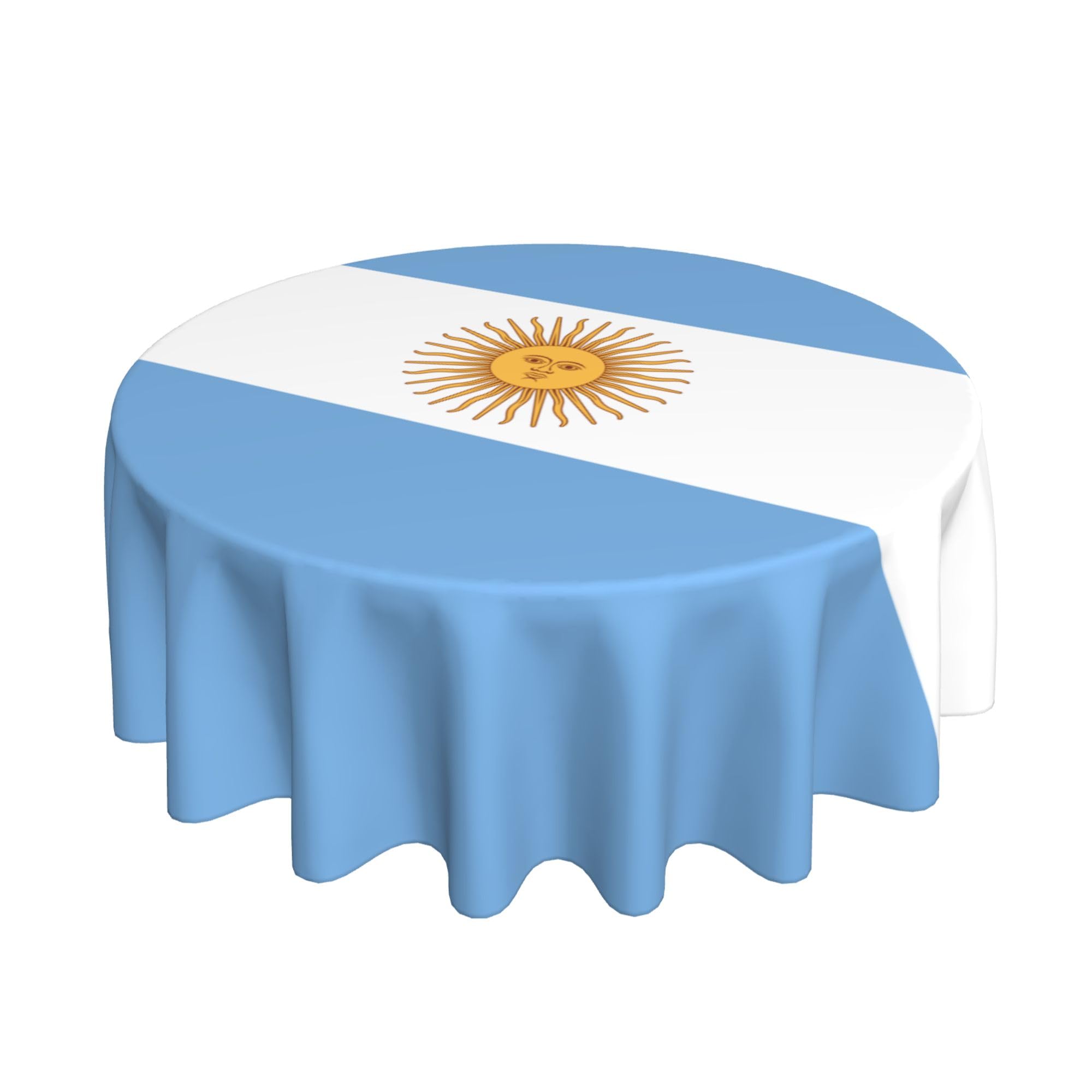 HLBSDM Flag of Argentina 60" Restaurant Circle Decor Tablecloth Festive Table Cover Round Art Desk Cloth