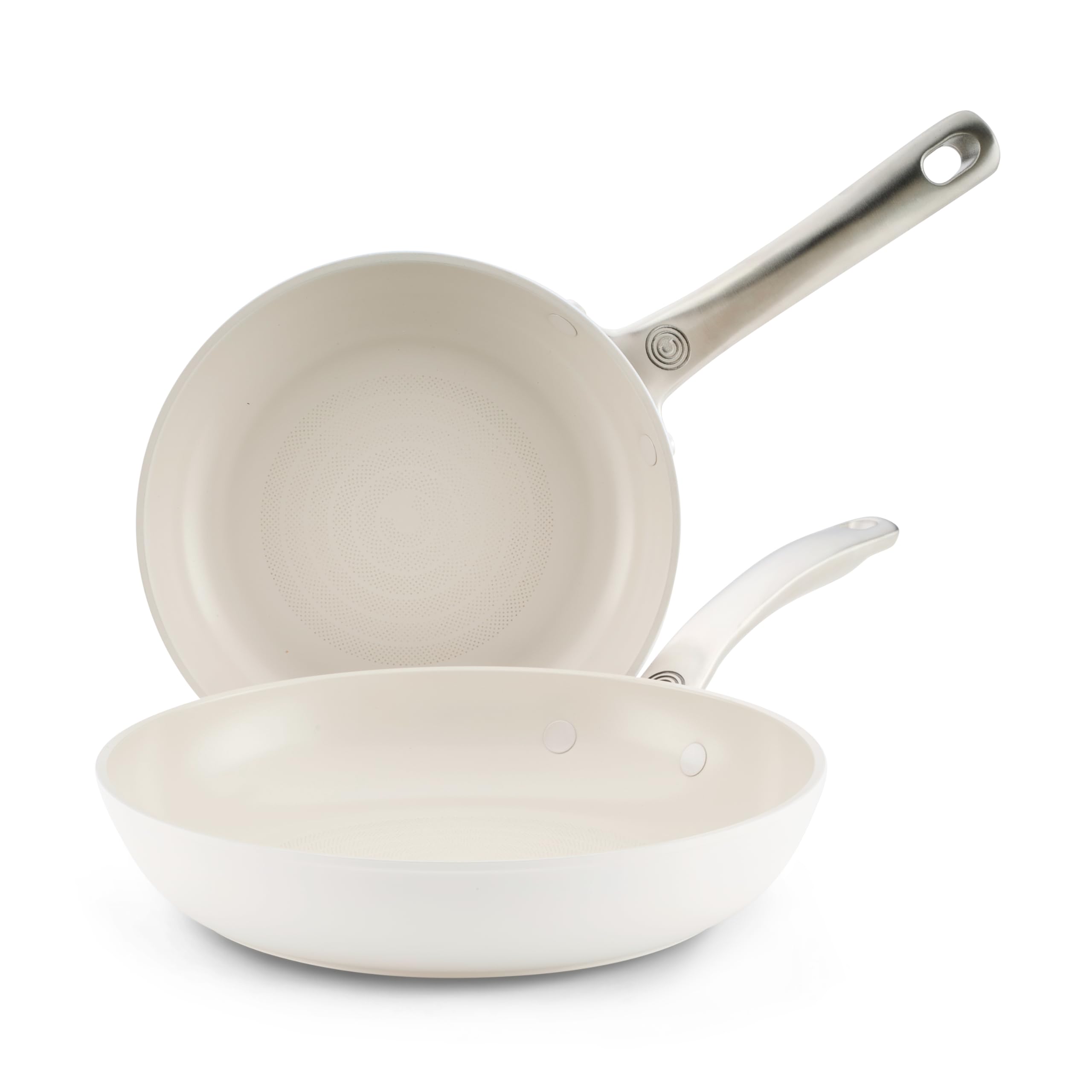 Circulon Halo with LaserDefense 20cm & 25cm Induction Hob Ceramic Non Stick Frying Pan Twin Pack – Made Without PFAS, Non Toxic Ceramic Cookware, Dishwasher & Oven Safe Skillet Pans - Pearl White